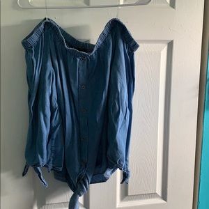 Blue Jean Off the shoulder shirt